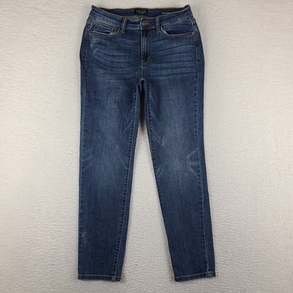 Judy Blue Jeans Womens 11/30 Blue Relaxed Fit Straight Leg Dark Wash JB82251
